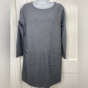 Pure Jill Petite Small Heather Gray Women's Cashmere Blend Dress with Pockets